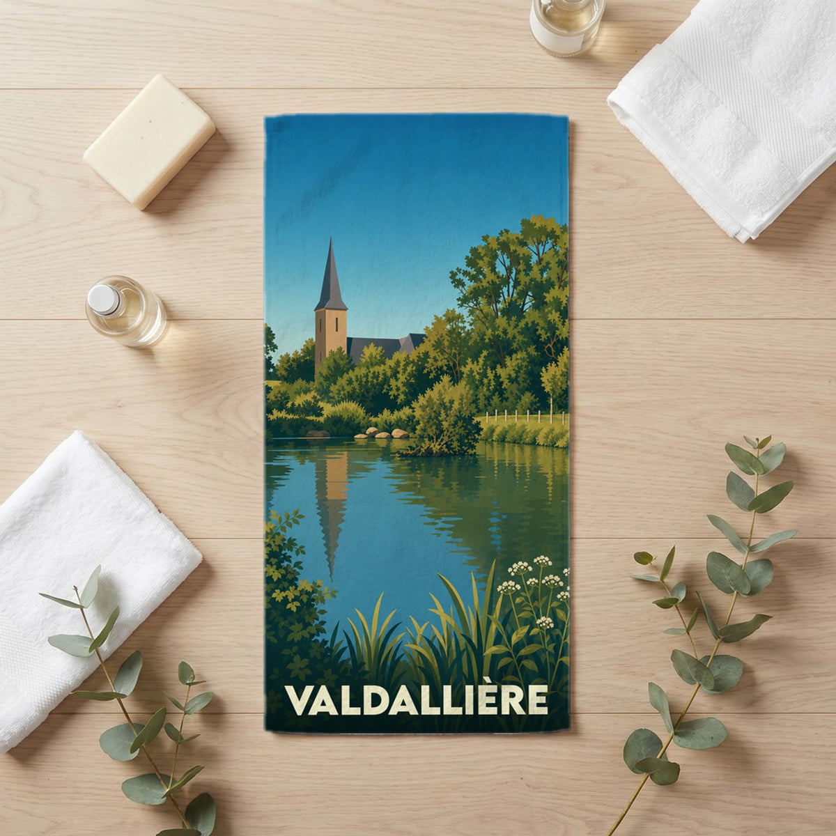 Serviette de bain 30 cm x 60 cm souvenir de Valdallière
