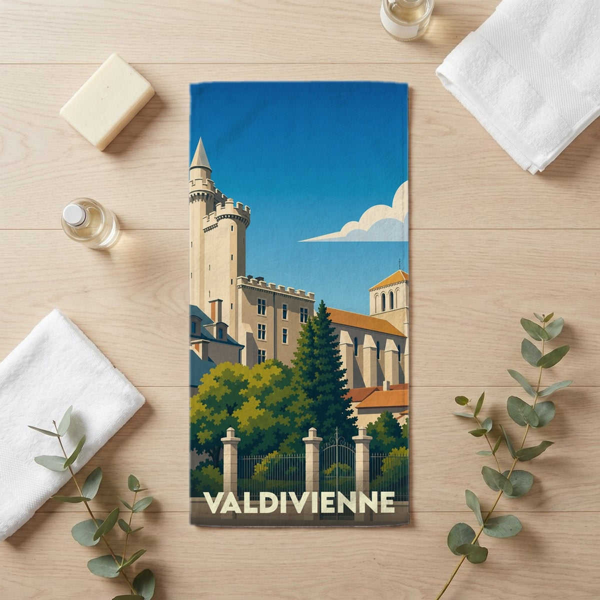 Serviette de bain 30 cm x 60 cm souvenir de Valdivienne