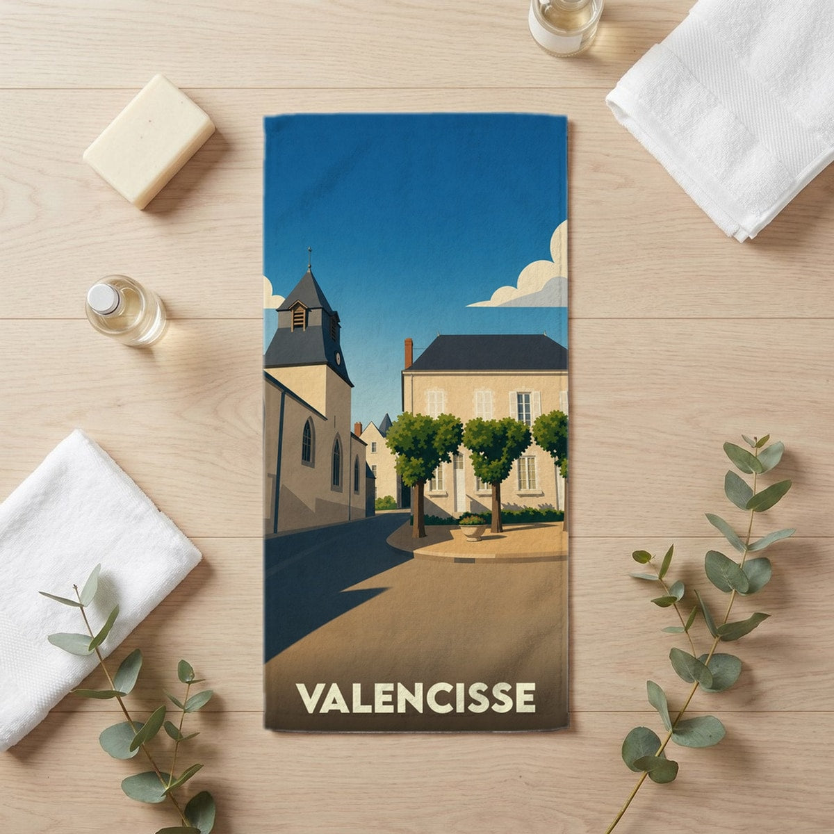 Serviette de bain 30 cm x 60 cm souvenir de Valencisse