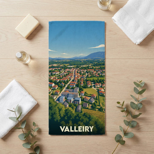 Serviette de bain 30 cm x 60 cm souvenir de Valleiry