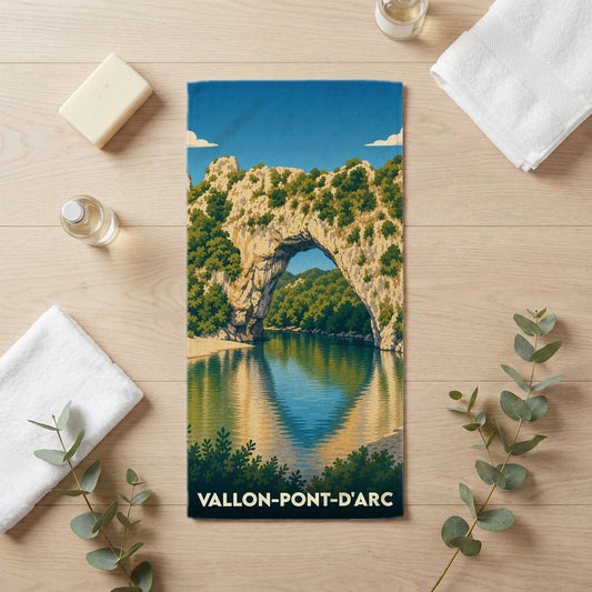 Serviette de bain 30 cm x 60 cm souvenir de Vallon-Pont-d'Arc