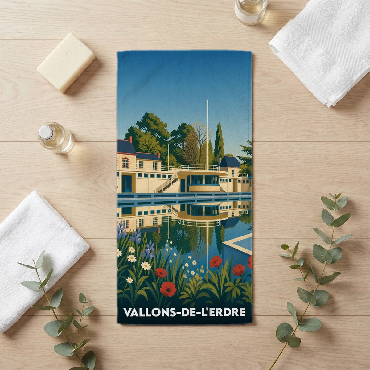 Serviette de bain 30 cm x 60 cm souvenir de Vallons-de-l'Erdre