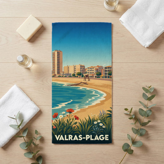 Serviette de bain 30 cm x 60 cm souvenir de Valras-Plage