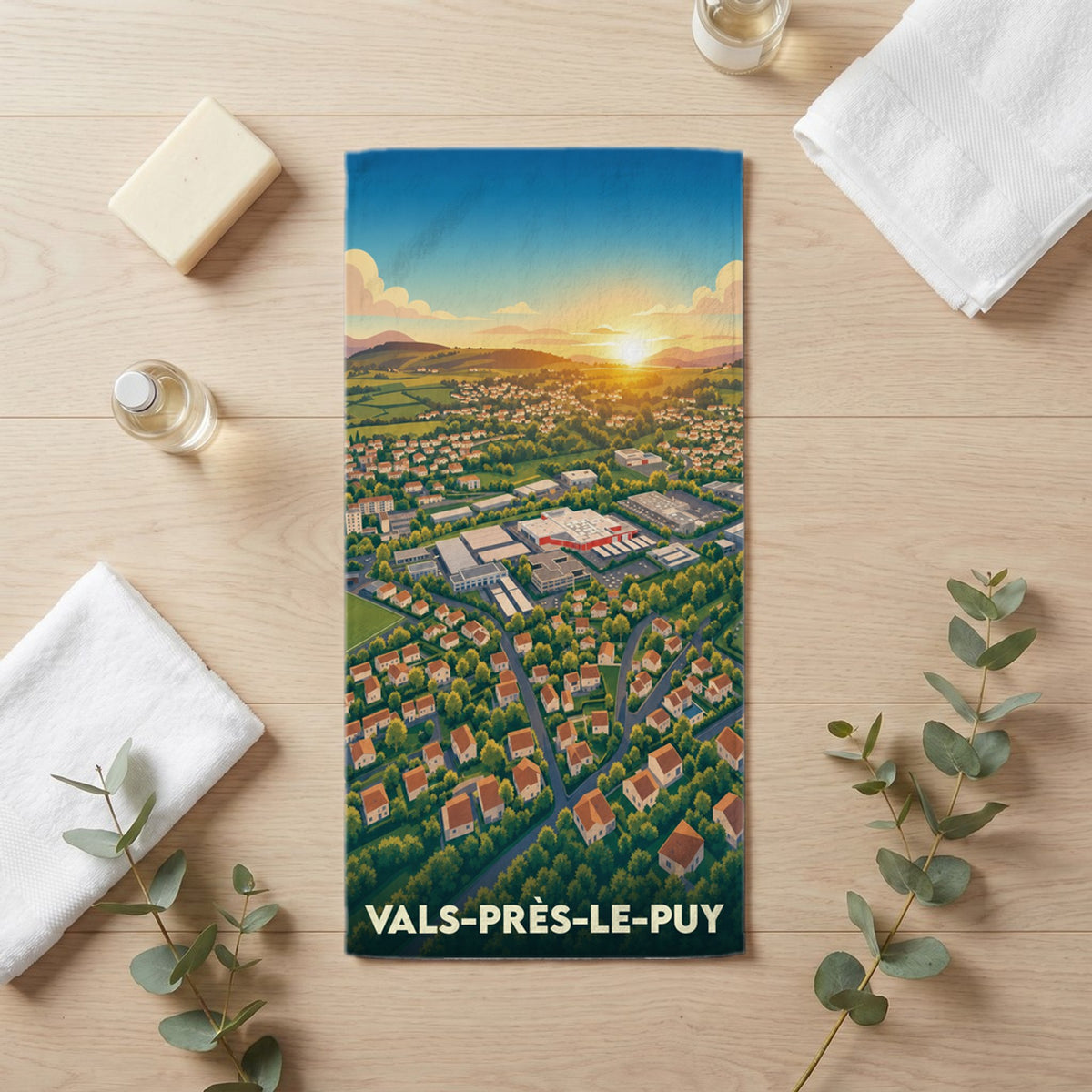 Serviette de bain 30 cm x 60 cm souvenir de Vals-près-le-Puy