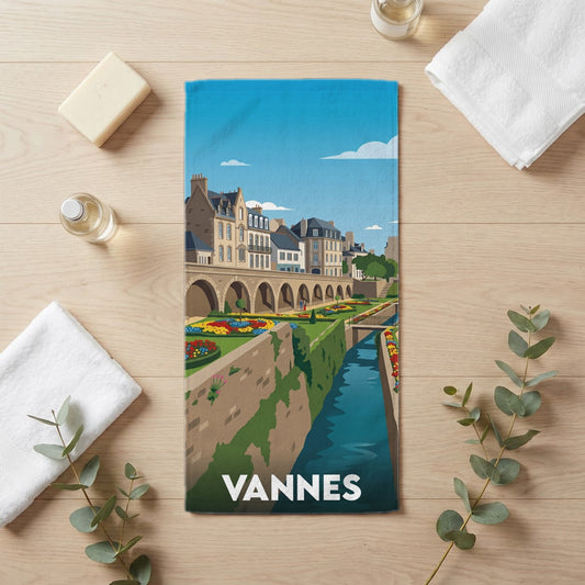 Serviette de bain 30 cm x 60 cm souvenir de Vannes