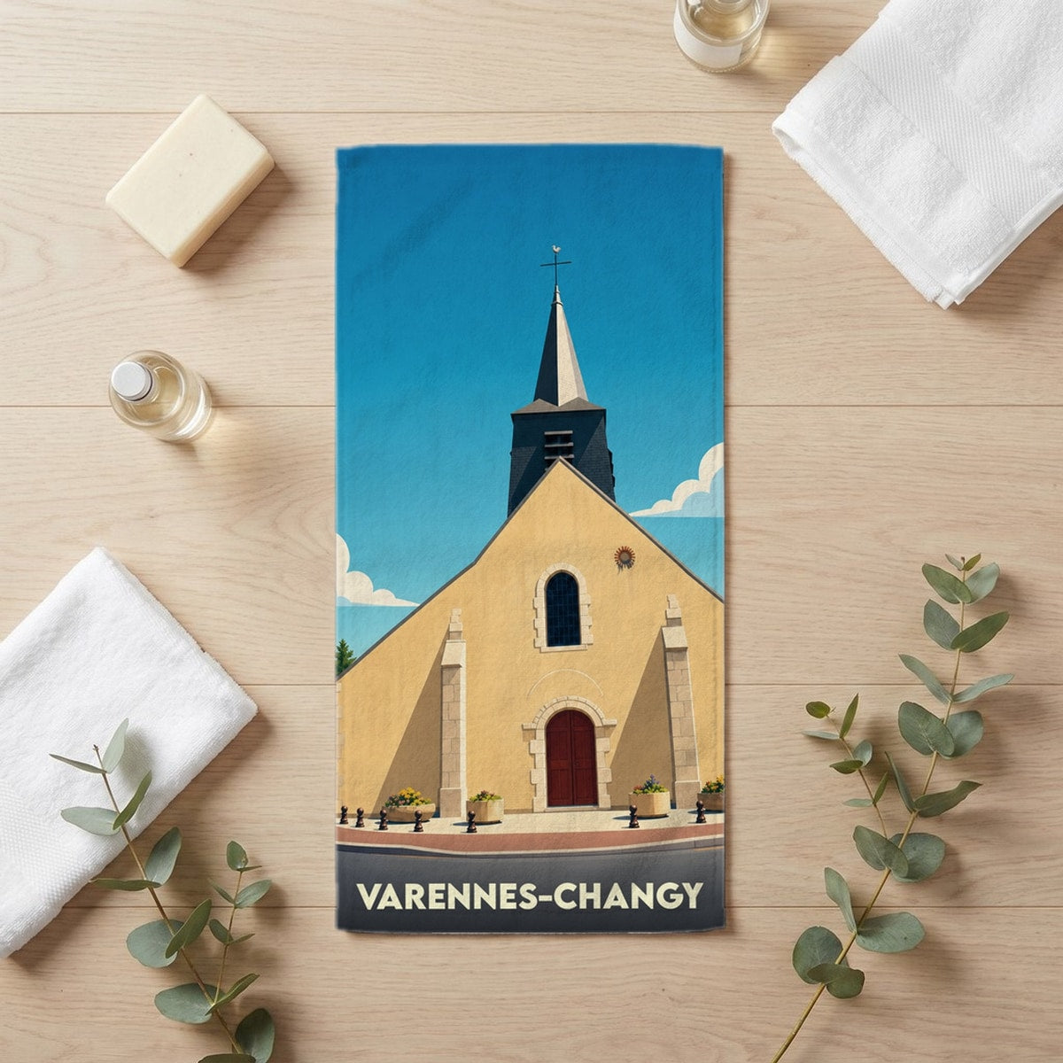 Serviette de bain 30 cm x 60 cm souvenir de Varennes-Changy