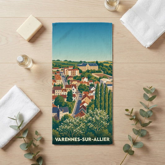 Serviette de bain 30 cm x 60 cm souvenir de Varennes-sur-Allier