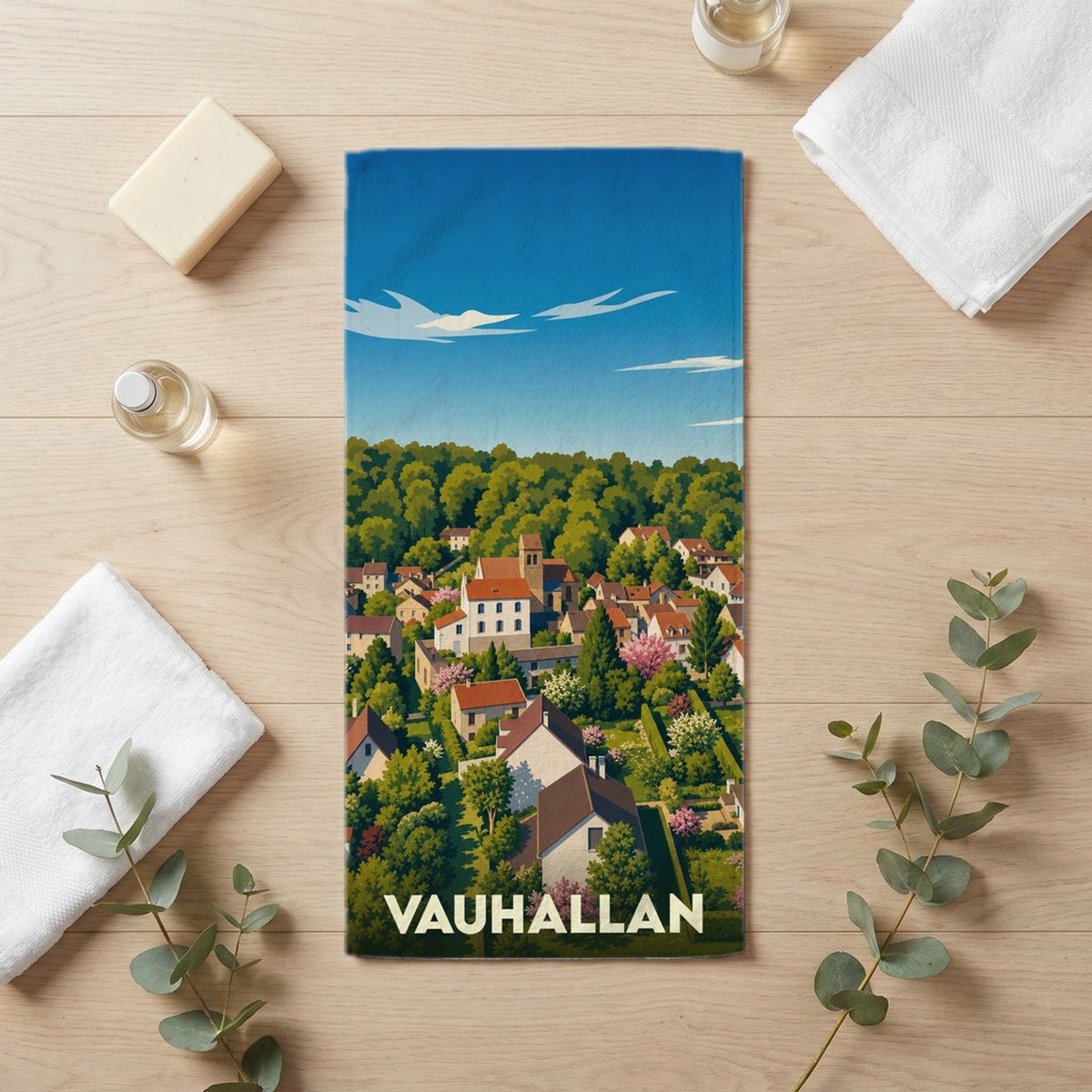 Serviette de bain 30 cm x 60 cm souvenir de Vauhallan