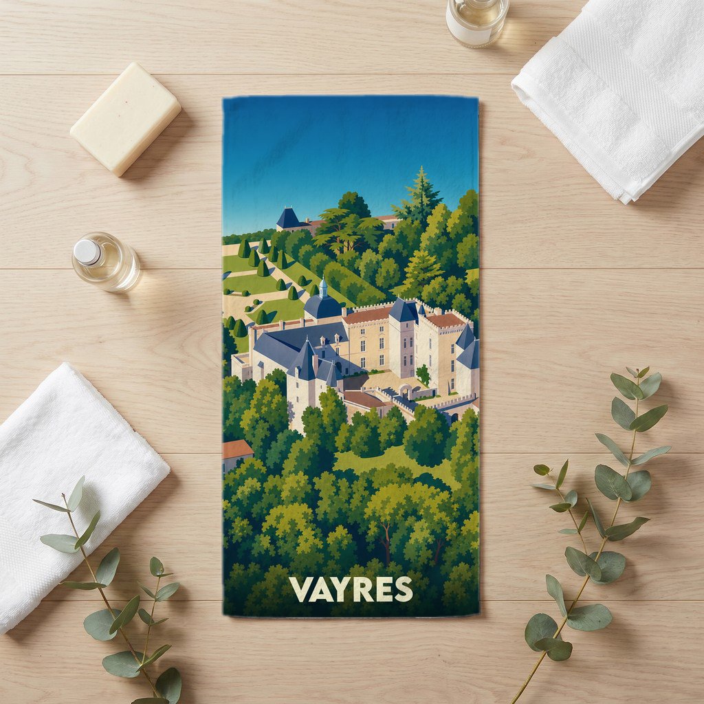 Serviette de bain 30 cm x 60 cm souvenir de Vayres