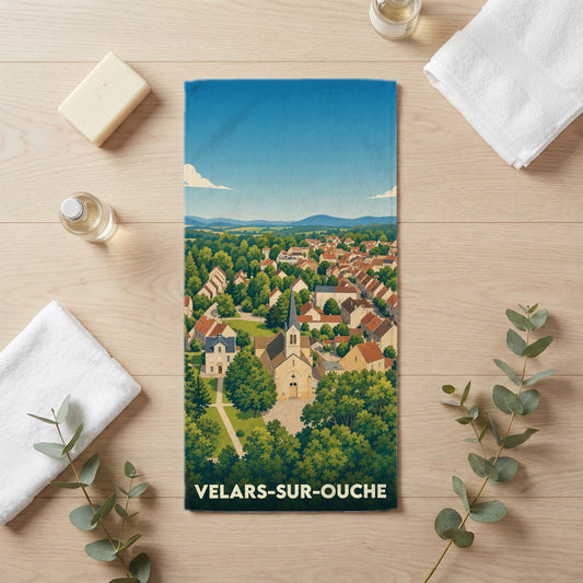 Serviette de bain 30 cm x 60 cm souvenir de Velars-sur-Ouche
