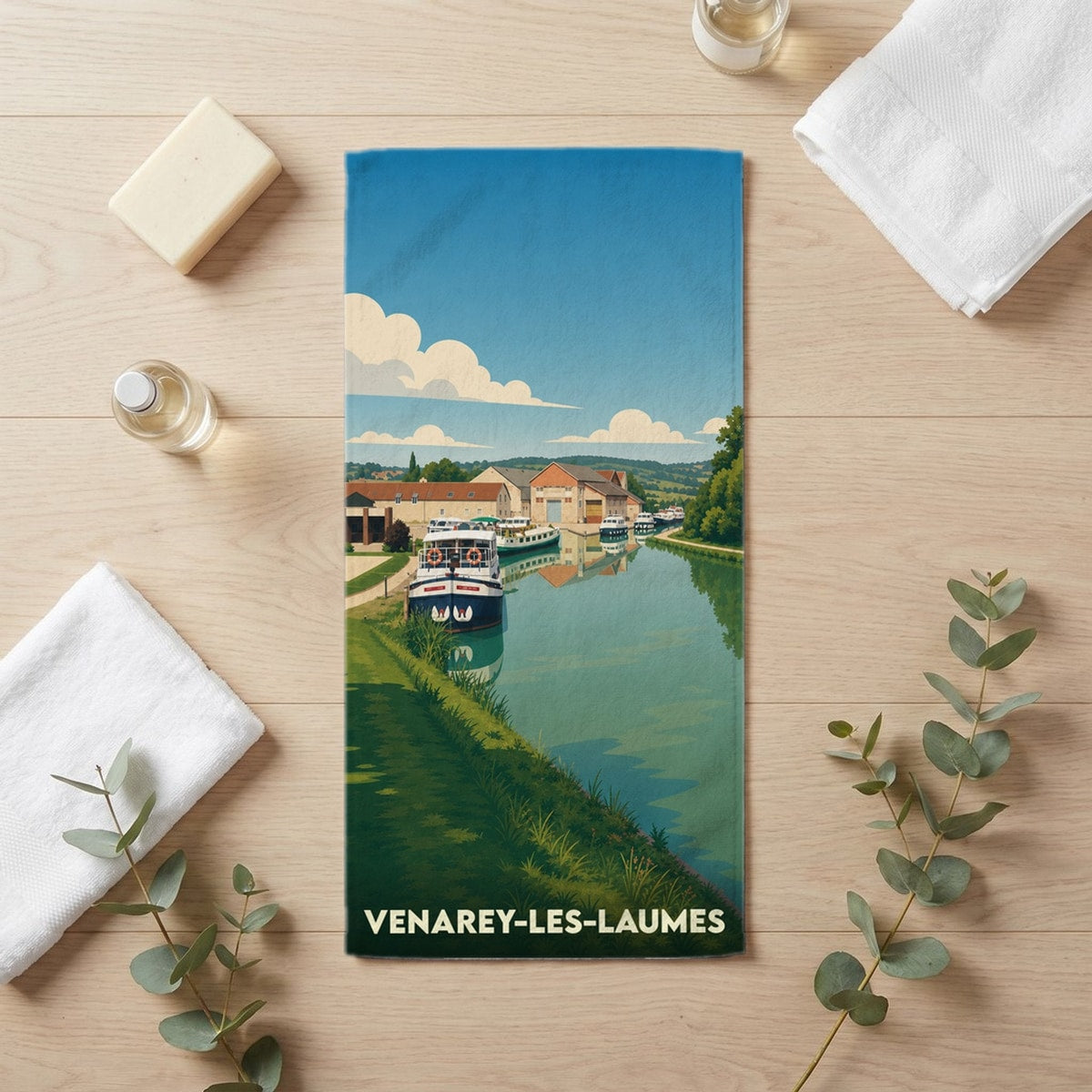 Serviette de bain 30 cm x 60 cm souvenir de Venarey-les-Laumes