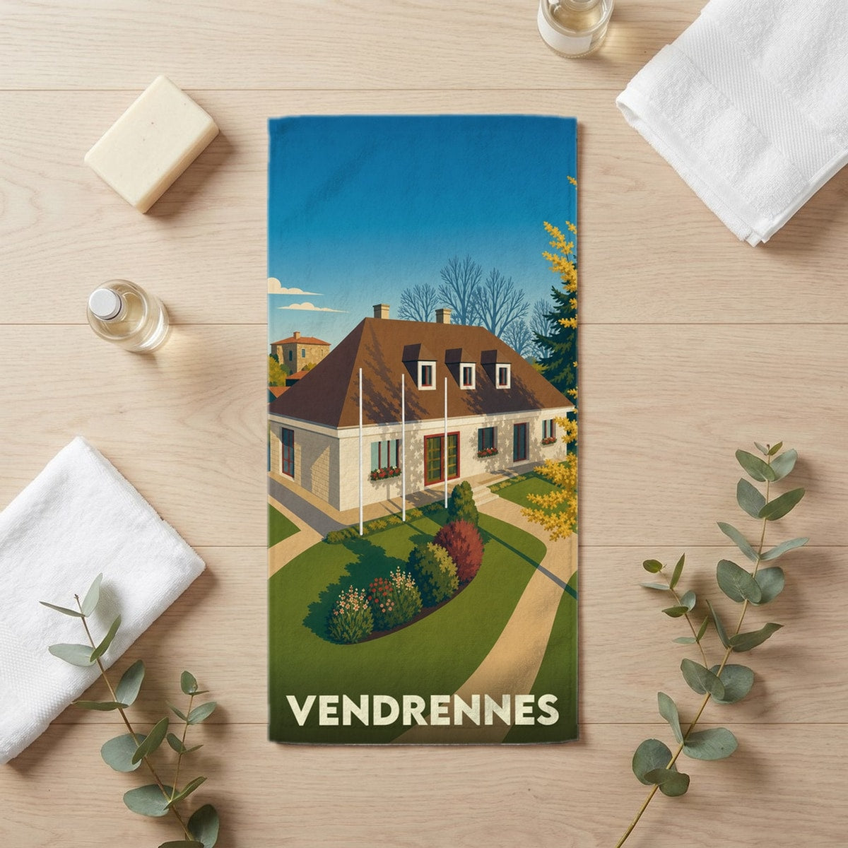 Serviette de bain 30 cm x 60 cm souvenir de Vendrennes