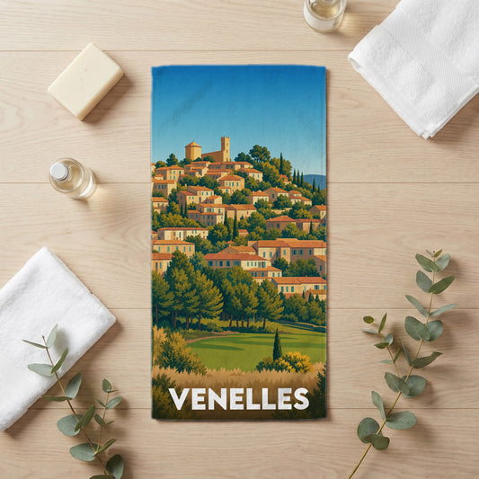 Serviette de bain 30 cm x 60 cm souvenir de Venelles