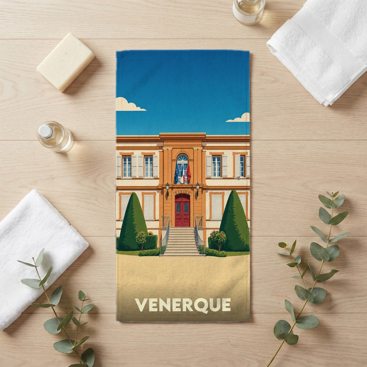 Serviette de bain 30 cm x 60 cm souvenir de Venerque