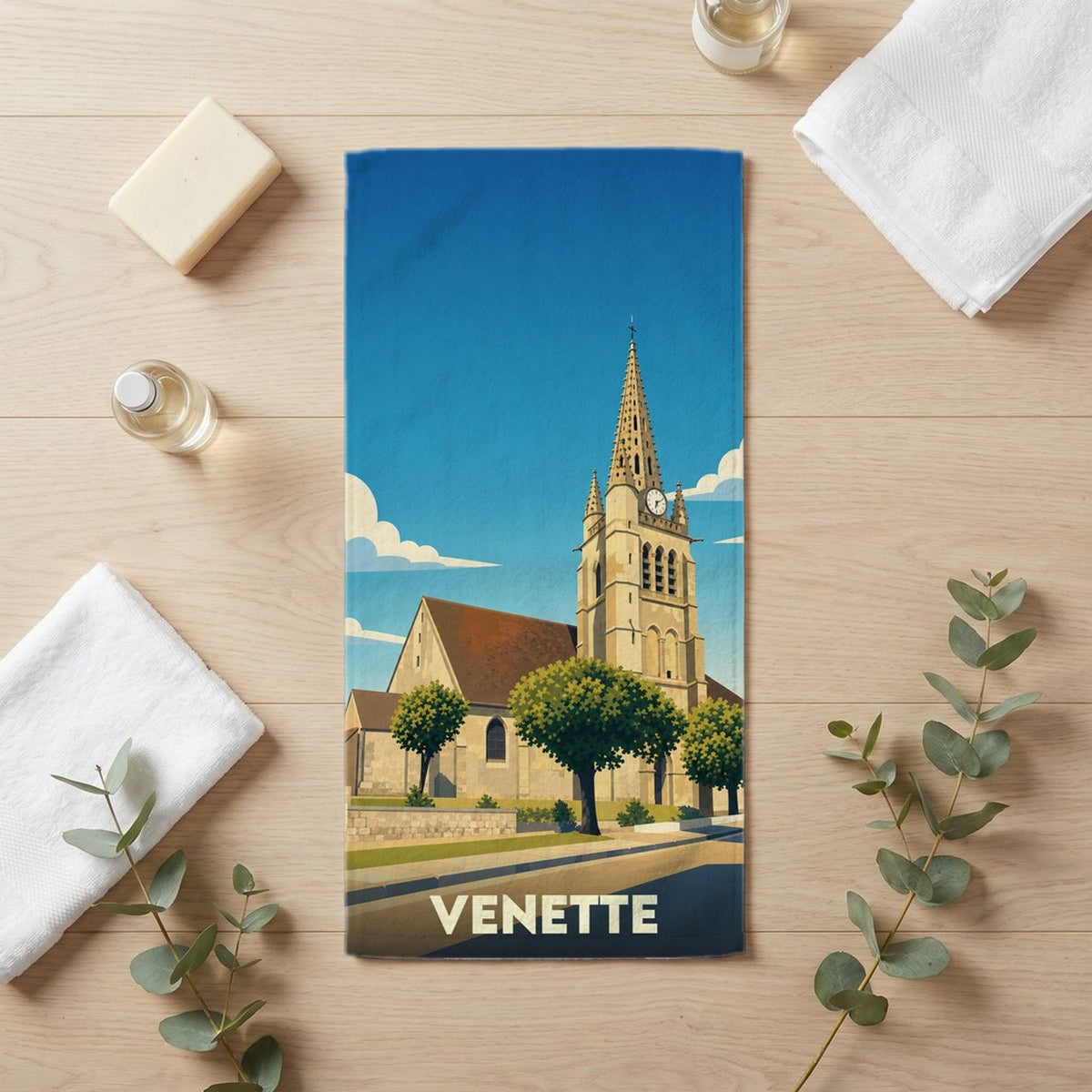 Serviette de bain 30 cm x 60 cm souvenir de Venette