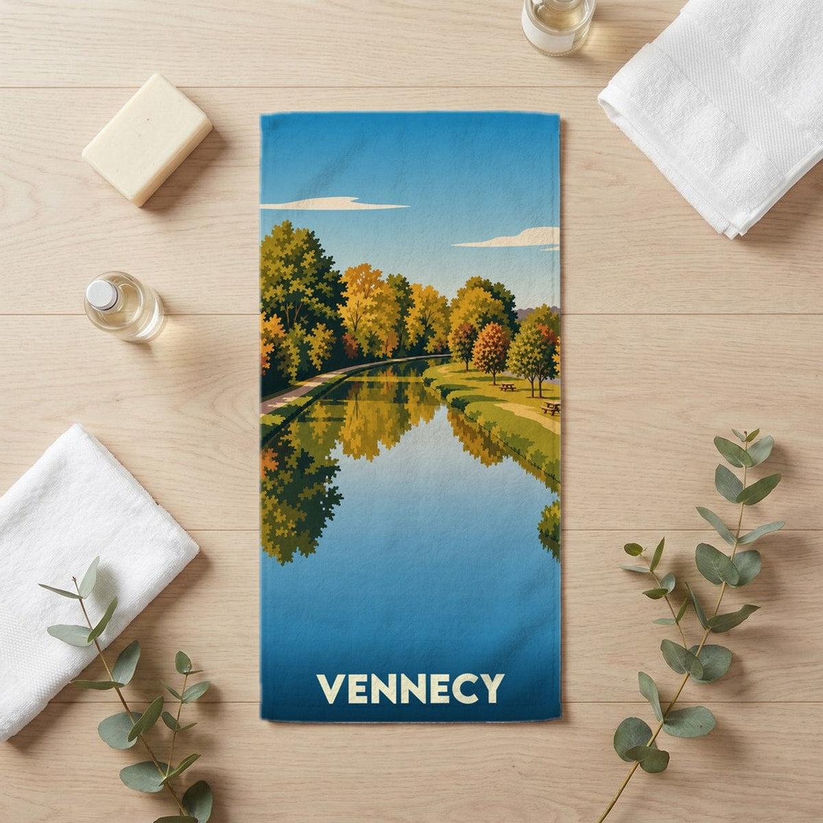 Serviette de bain 30 cm x 60 cm souvenir de Vennecy