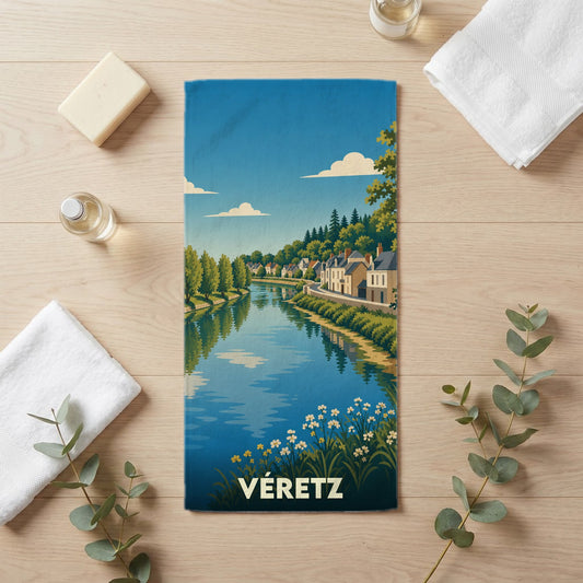 Serviette de bain 30 cm x 60 cm souvenir de Véretz
