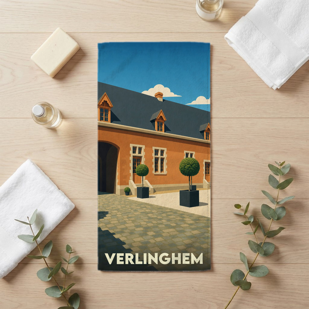 Serviette de bain 30 cm x 60 cm souvenir de Verlinghem
