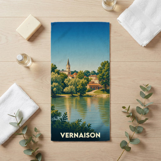 Serviette de bain 30 cm x 60 cm souvenir de Vernaison