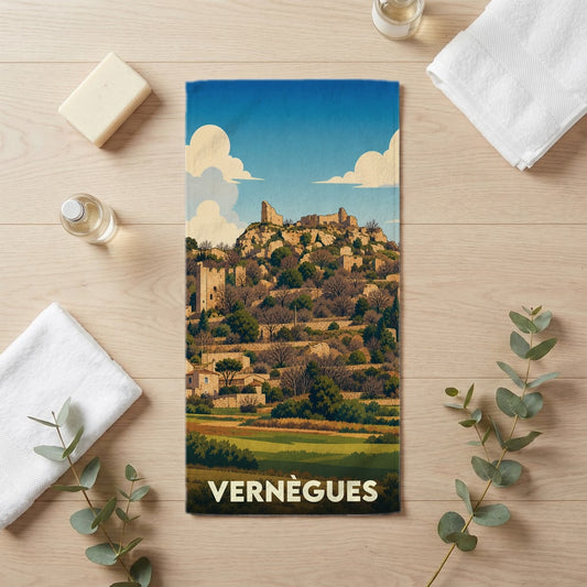 Serviette de bain 30 cm x 60 cm souvenir de Vernègues