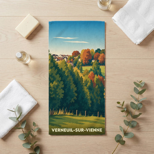Serviette de bain 30 cm x 60 cm souvenir de Verneuil-sur-Vienne