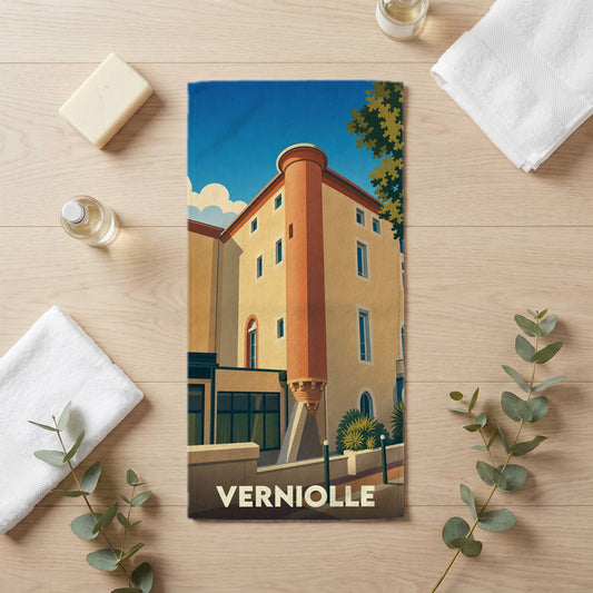 Serviette de bain 30 cm x 60 cm souvenir de Verniolle