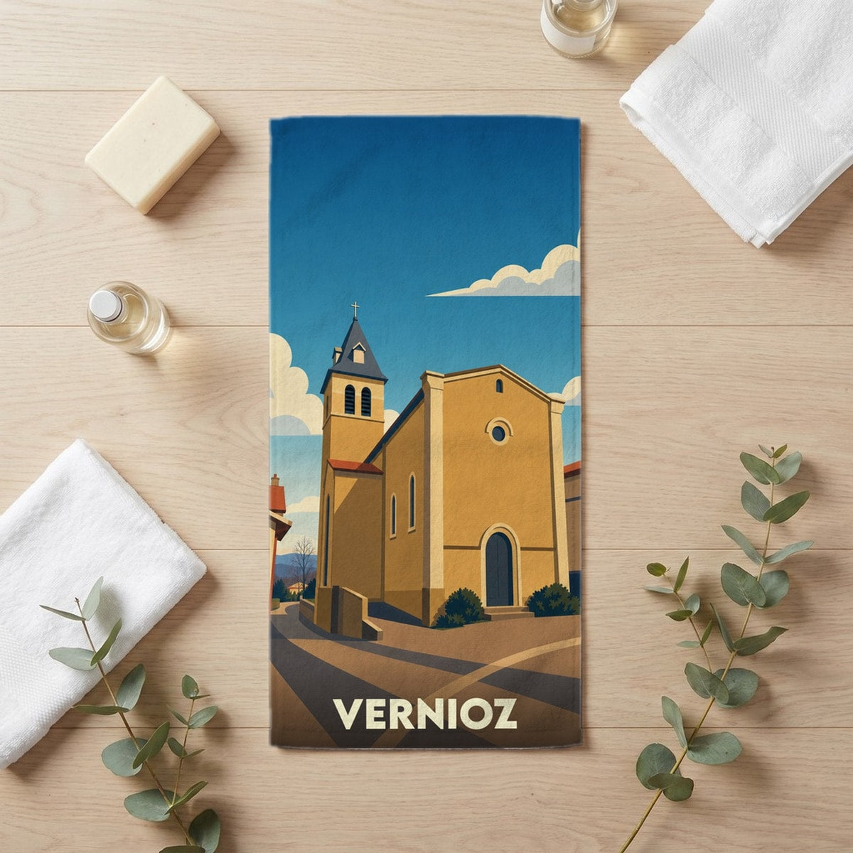 Serviette de bain 30 cm x 60 cm souvenir de Vernioz