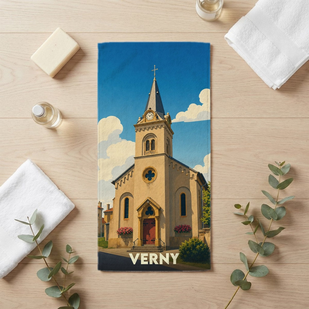Serviette de bain 30 cm x 60 cm souvenir de Verny
