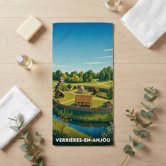 Serviette de bain 30 cm x 60 cm souvenir de Verrières-en-Anjou