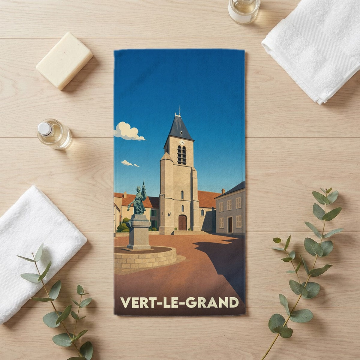 Serviette de bain 30 cm x 60 cm souvenir de Vert-le-Grand