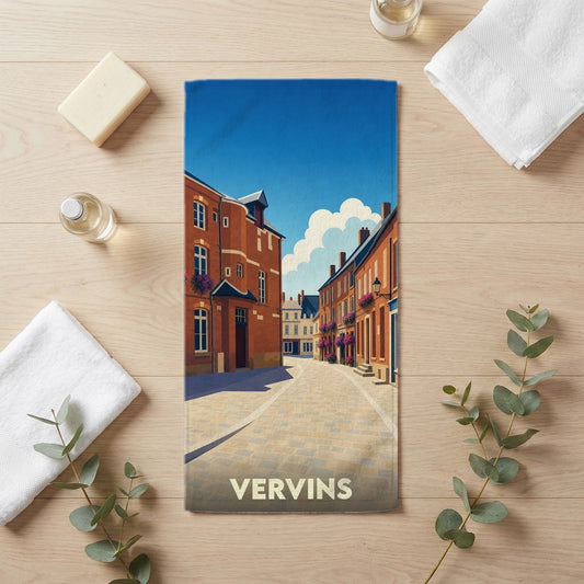 Serviette de bain 30 cm x 60 cm souvenir de Vervins