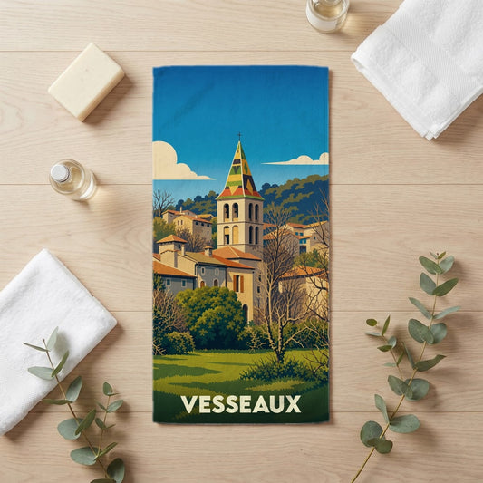 Serviette de bain 30 cm x 60 cm souvenir de Vesseaux