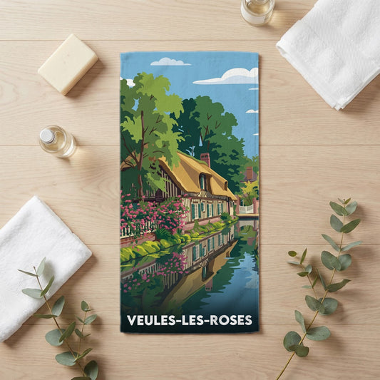 Serviette de bain 30 cm x 60 cm souvenir de Veules-les-Roses