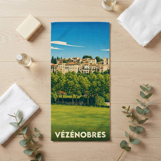 Serviette de bain 30 cm x 60 cm souvenir de Vézénobres