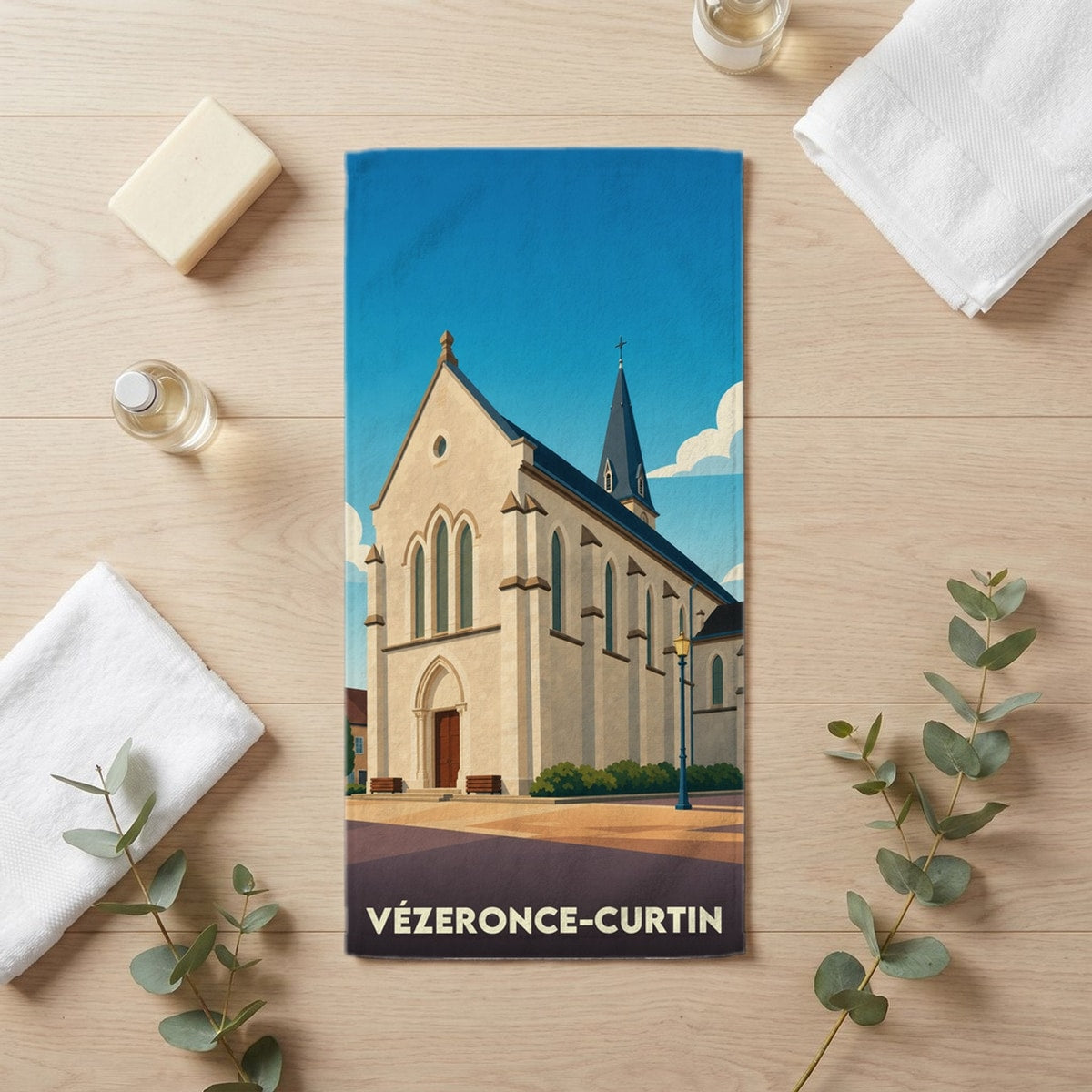 Serviette de bain 30 cm x 60 cm souvenir de Vézeronce-Curtin