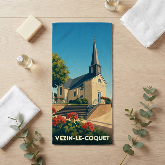 Serviette de bain 30 cm x 60 cm souvenir de Vezin-le-Coquet