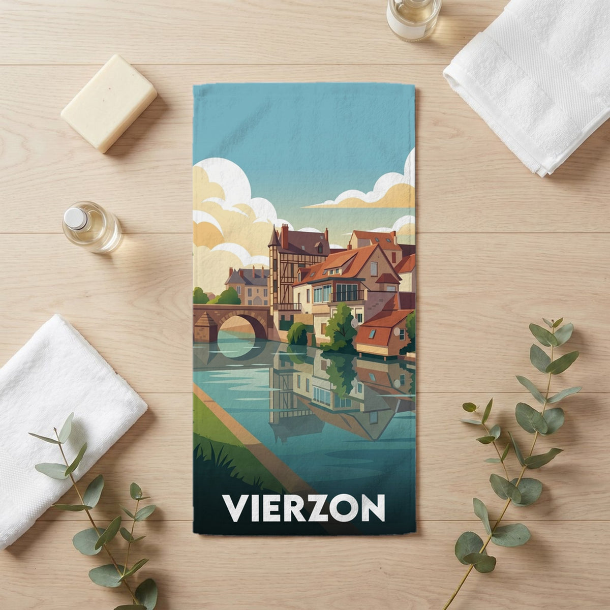 Serviette de bain 30 cm x 60 cm souvenir de Vierzon