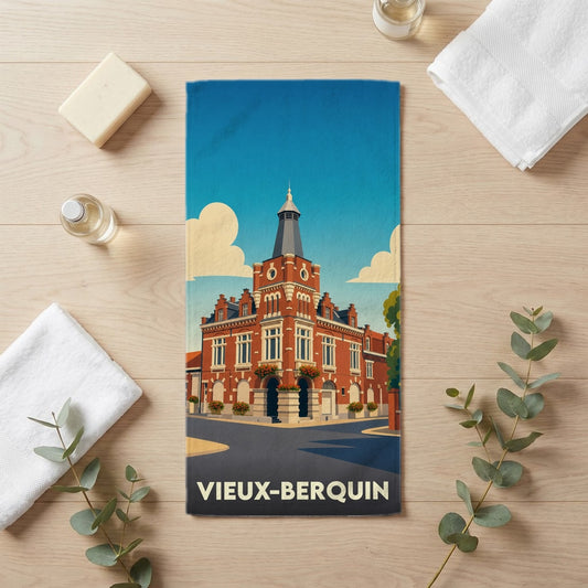 Serviette de bain 30 cm x 60 cm souvenir de Vieux-Berquin