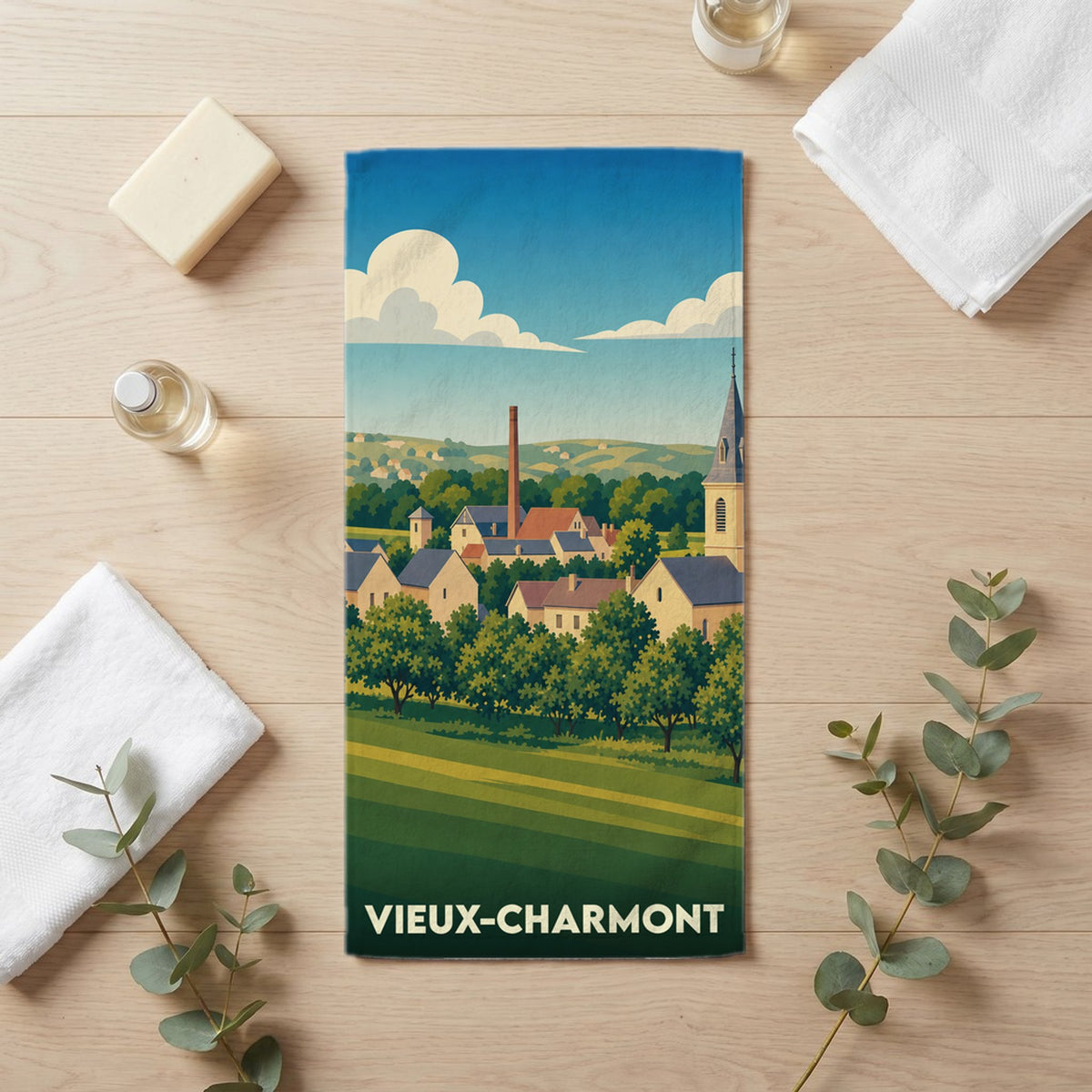 Serviette de bain 30 cm x 60 cm souvenir de Vieux-Charmont