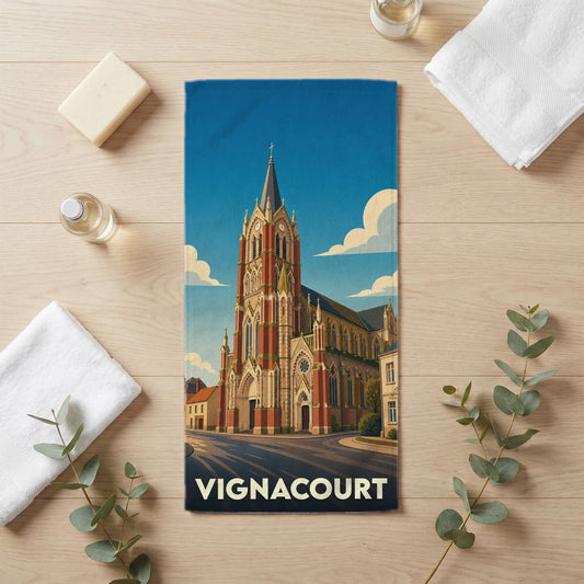 Serviette de bain 30 cm x 60 cm souvenir de Vignacourt
