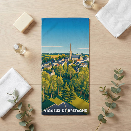 Serviette de bain 30 cm x 60 cm souvenir de Vigneux-de-Bretagne