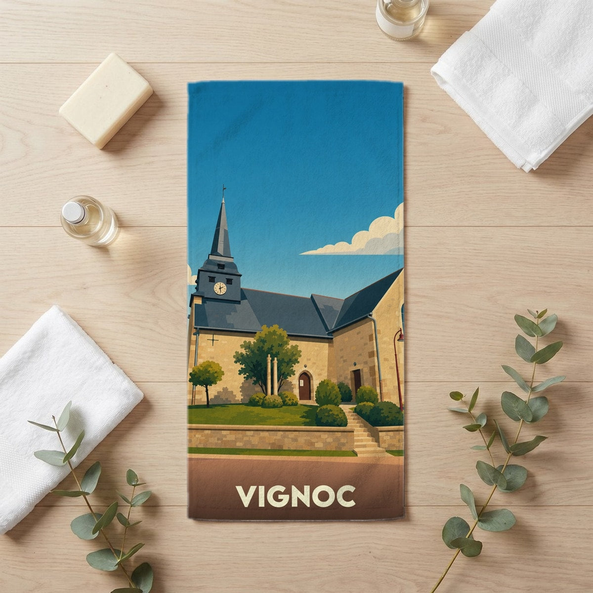 Serviette de bain 30 cm x 60 cm souvenir de Vignoc
