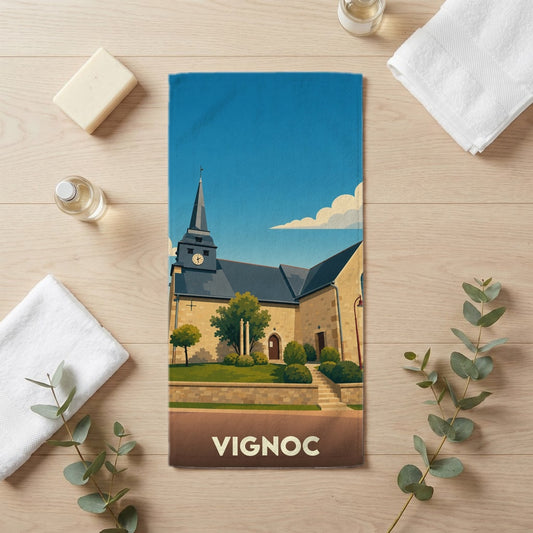 Serviette de bain 30 cm x 60 cm souvenir de Vignoc