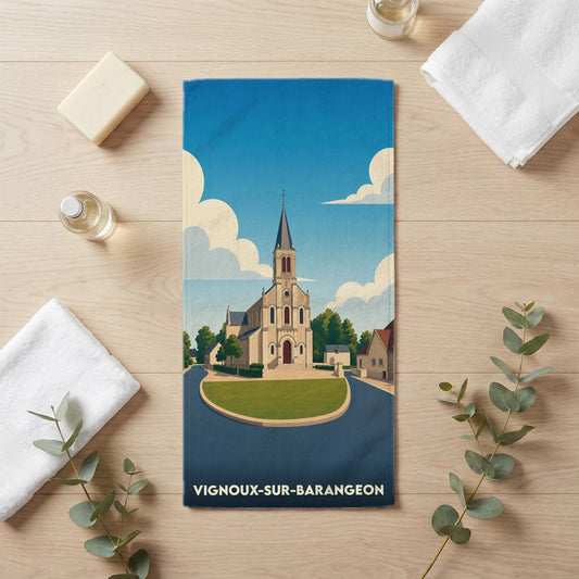 Serviette de bain 30 cm x 60 cm souvenir de Vignoux-sur-Barangeon