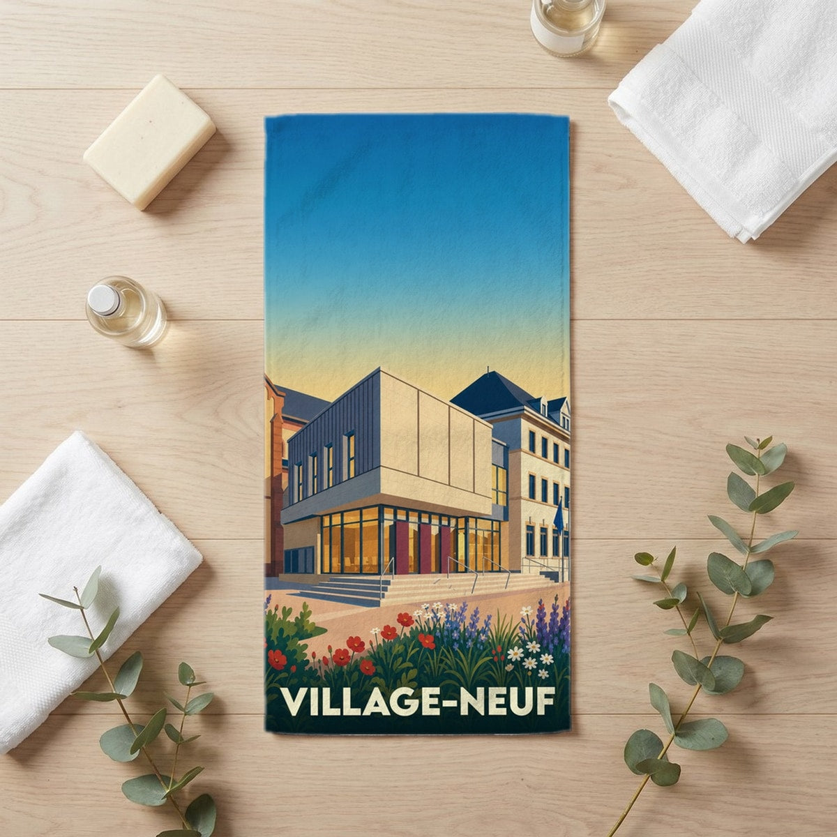 Serviette de bain 30 cm x 60 cm souvenir de Village-Neuf