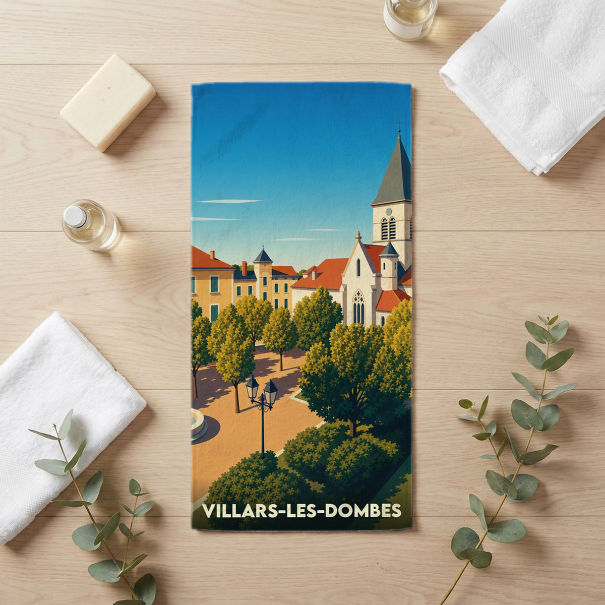 Serviette de bain 30 cm x 60 cm souvenir de Villars-les-Dombes