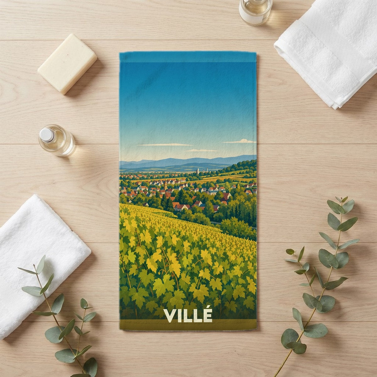 Serviette de bain 30 cm x 60 cm souvenir de Villé