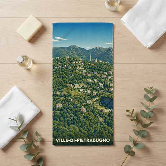 Serviette de bain 30 cm x 60 cm souvenir de Ville-di-Pietrabugno