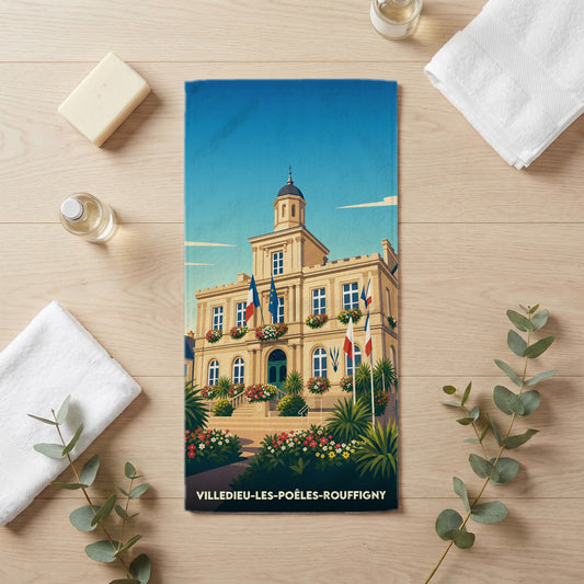 Serviette de bain 30 cm x 60 cm souvenir de Villedieu-les-Poêles-Rouffigny
