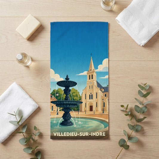 Serviette de bain 30 cm x 60 cm souvenir de Villedieu-sur-Indre